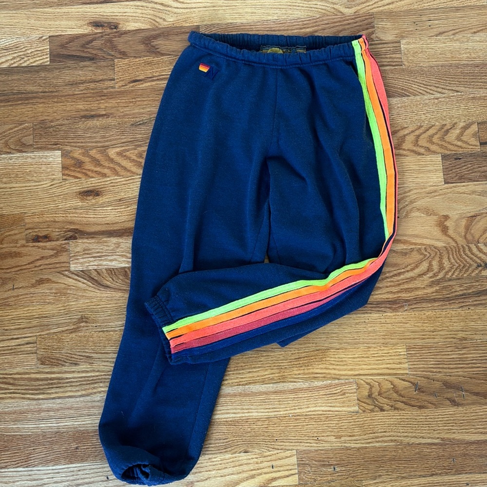 Aviator Nation Navy 5 stripe sweat pants. EUC.